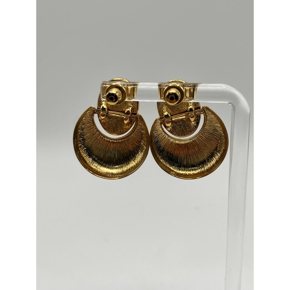 Petite Red and Gold-Tone Doorknocker 1 1/8 Inch Earrings! - Picture 5 of 6